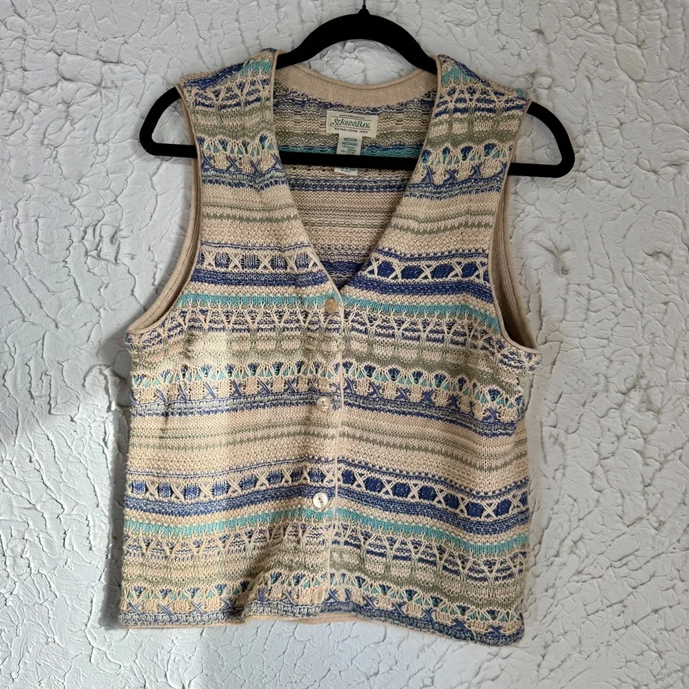 Vintage St John’s Bay Knit Sweater Vest Medium Cottagecore - Picture 1 of 7